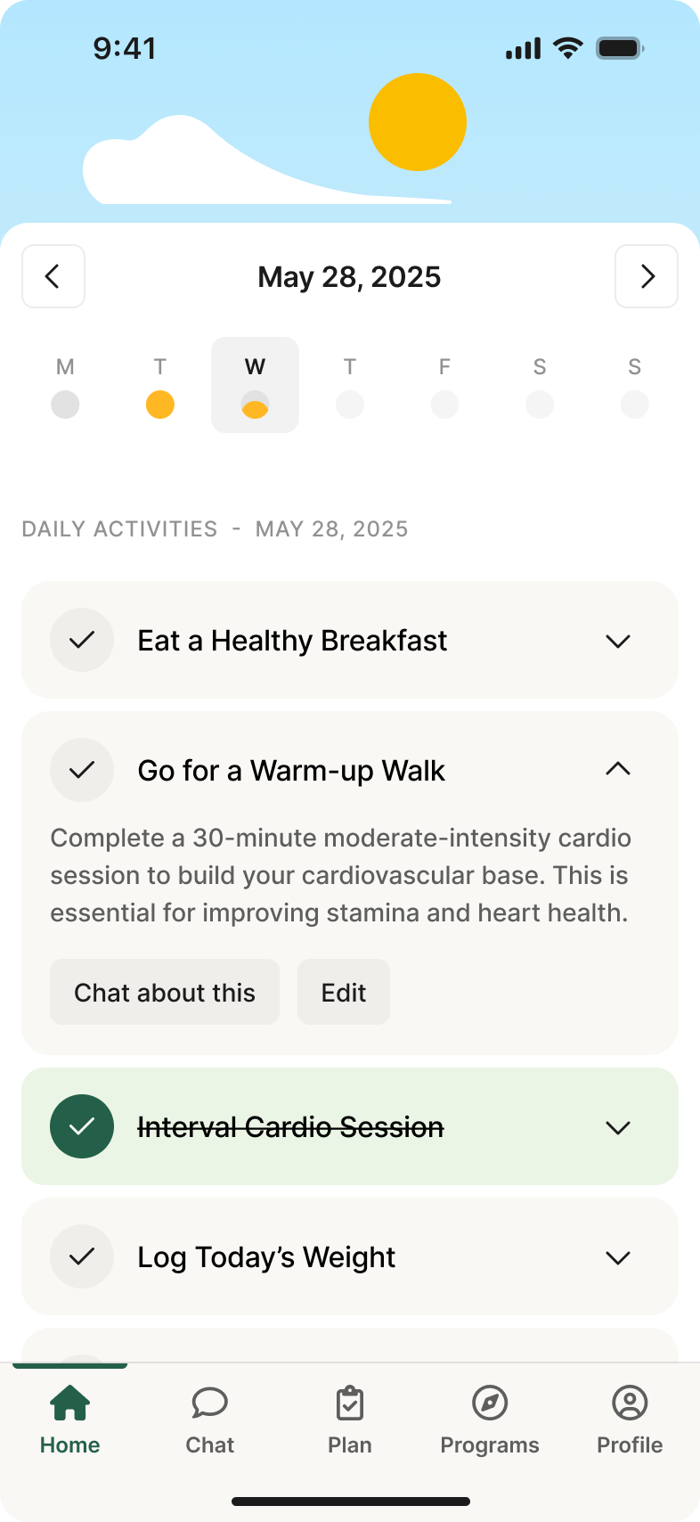 Redesigned Healthy home screen on mobile in the new brand, second view