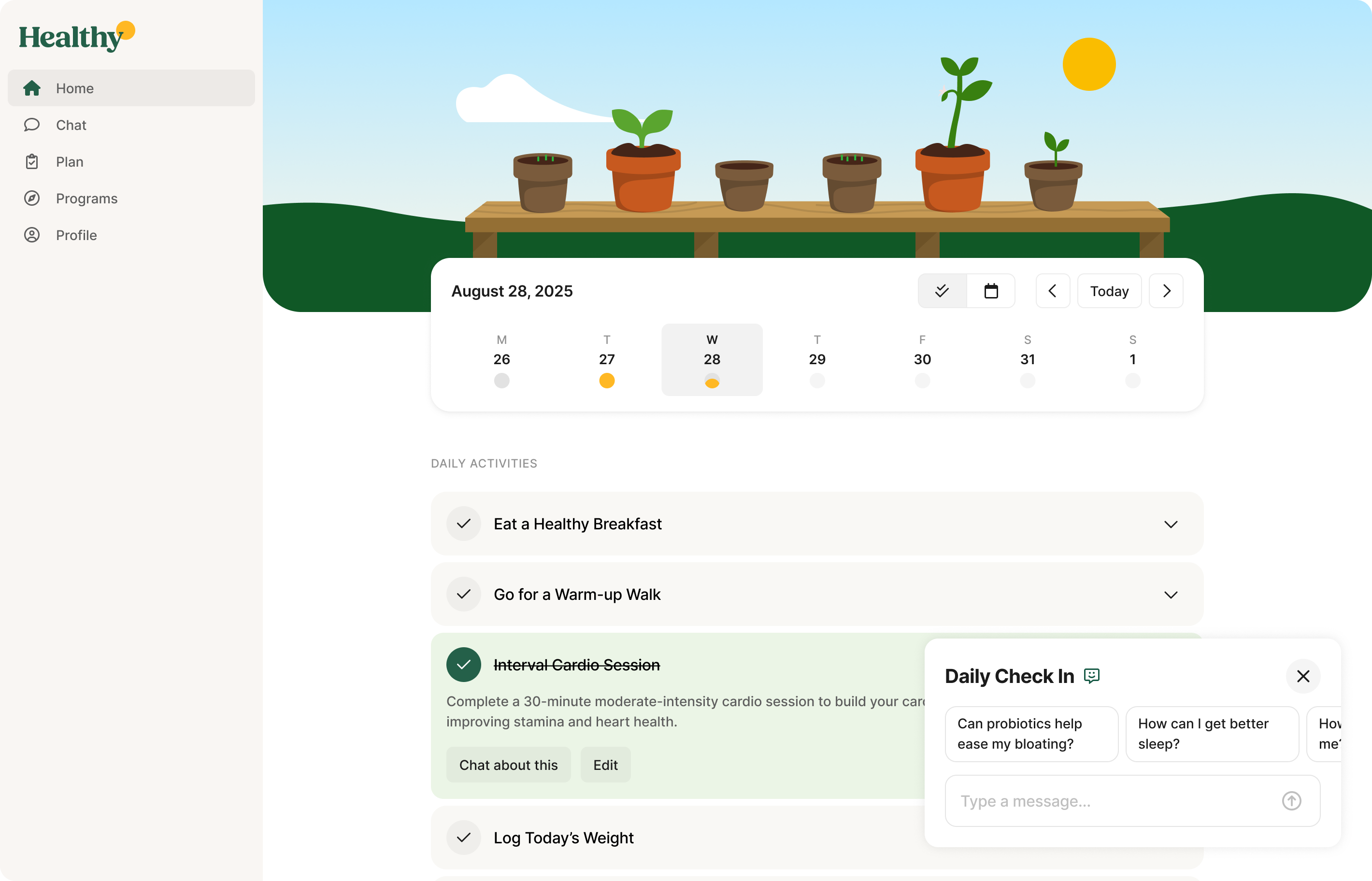 Redesigned Healthy home screen on web in the new brand