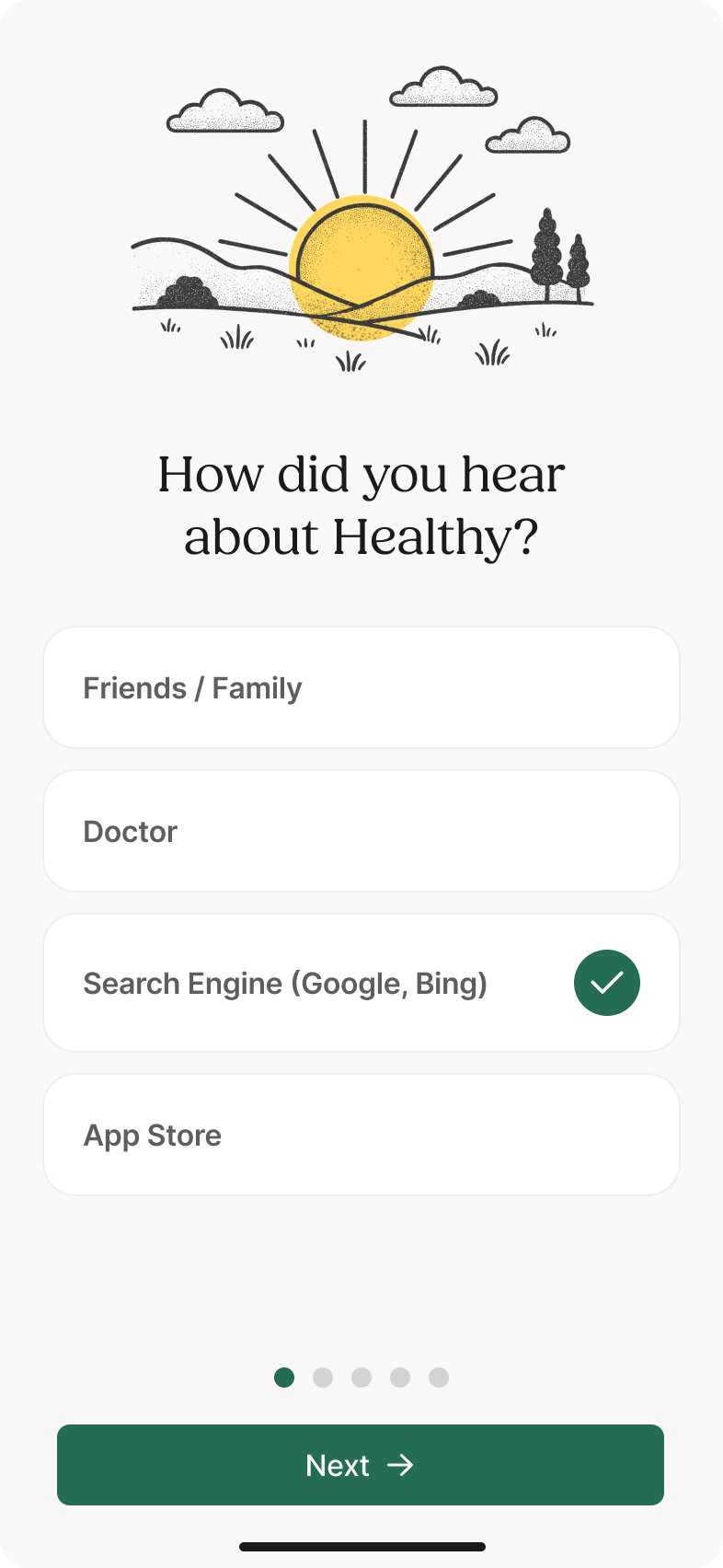Redesigned Healthy marketing screen on mobile in the new brand