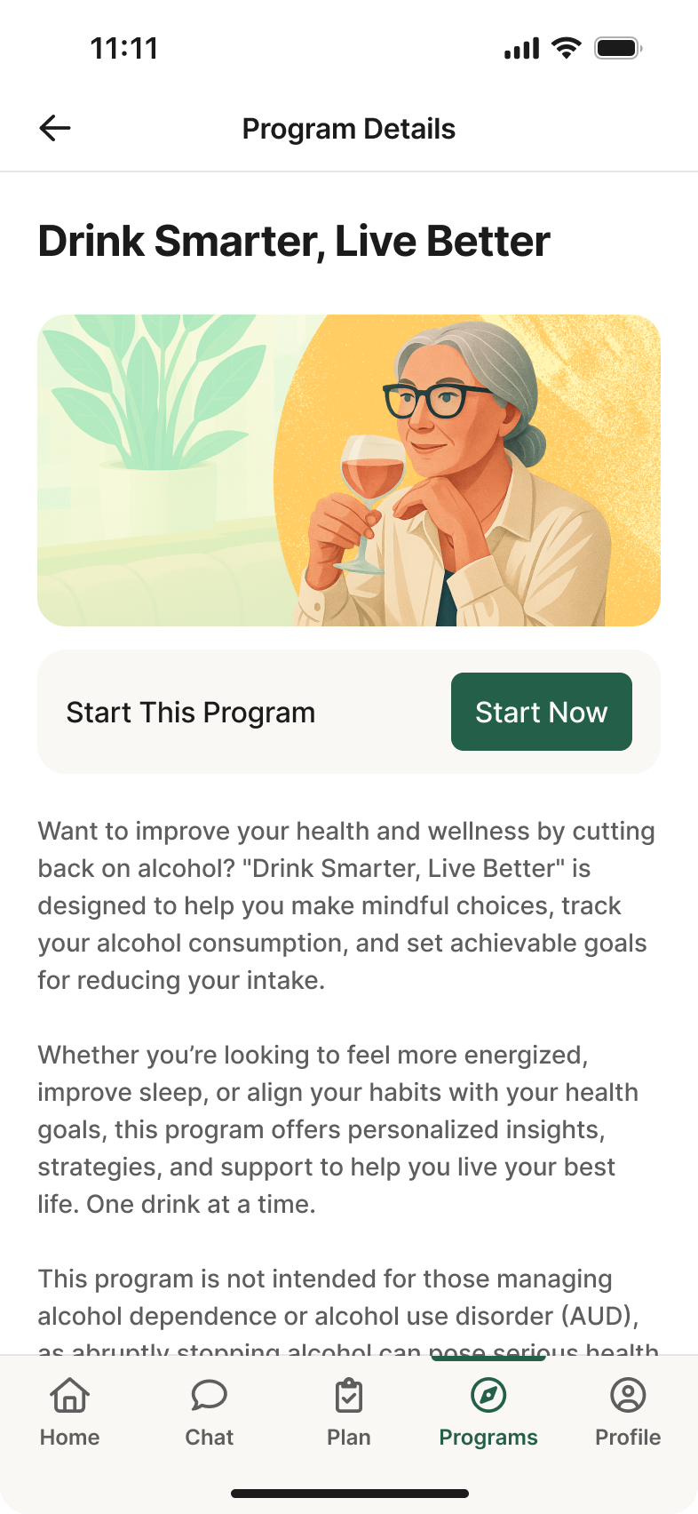 Redesigned Healthy programs screen on mobile in the new brand, second view